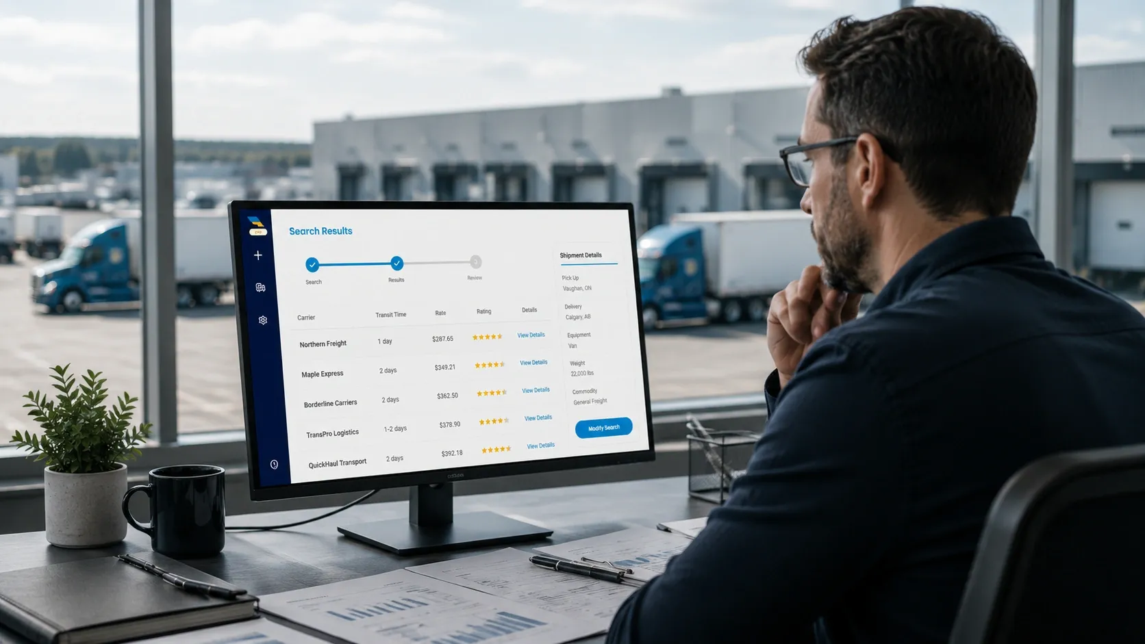 A shipper comparing carrier rates side by side